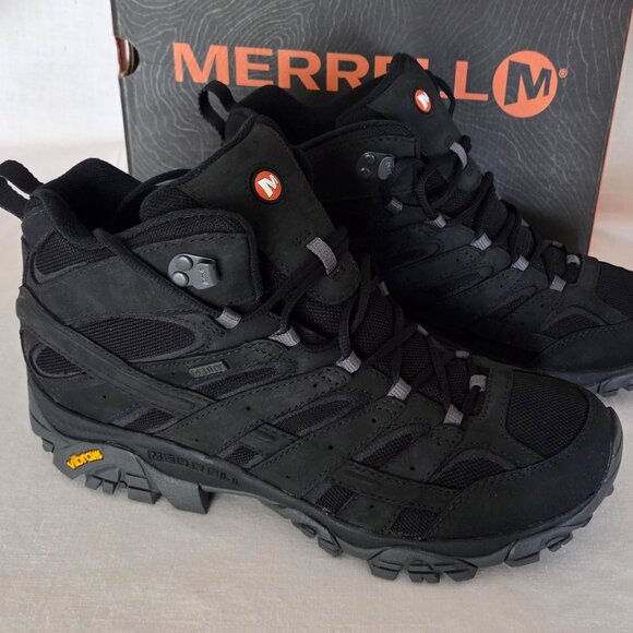 NEW NIB Merrell Moab 2 Mid Black Boots Men's 11.5 - Picture 16 of 16